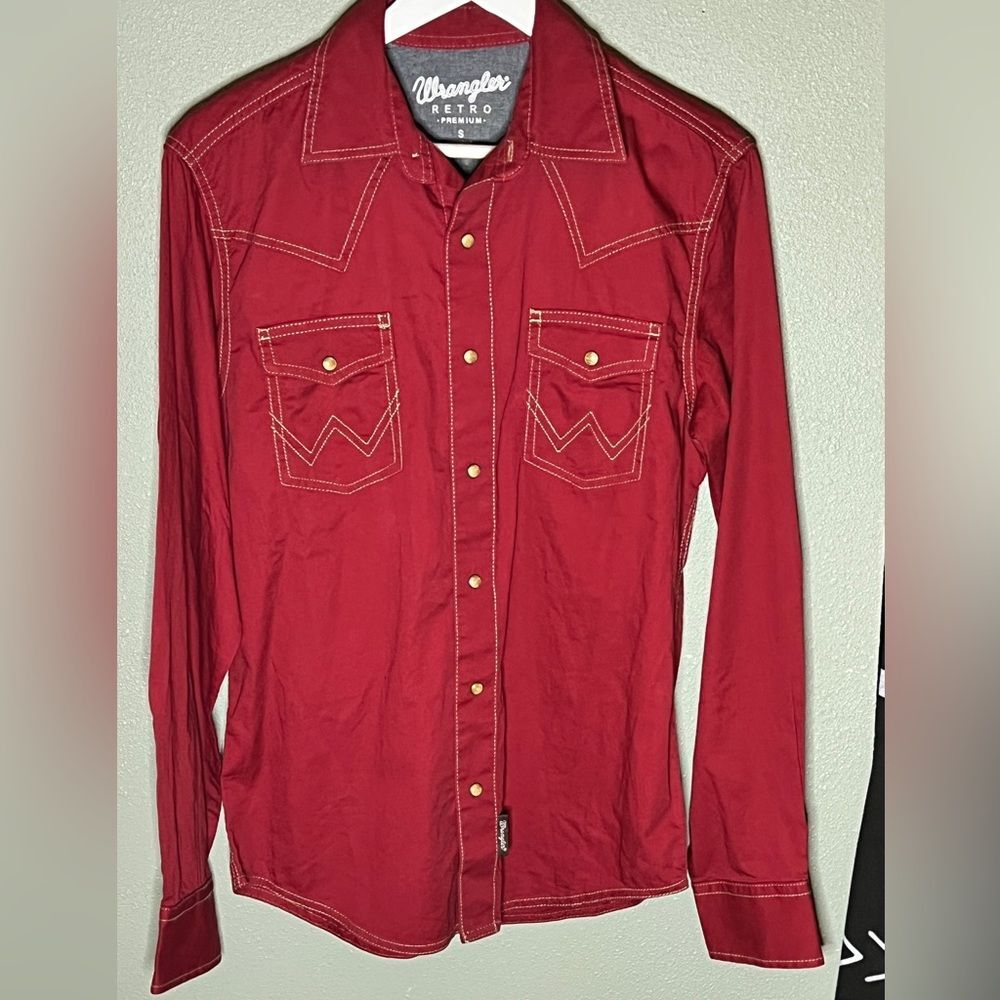 Men’s Wrangler Retro Red Shirt Pearl Buttons Size Small